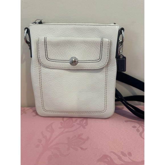 Coach Leather Crossbody Bag White Small Satchel Purse Handbag - Picture 1 of 7